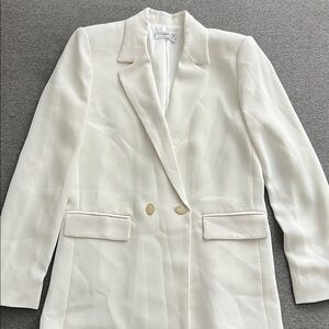 Mango Ivory Double-Breasted Blazer